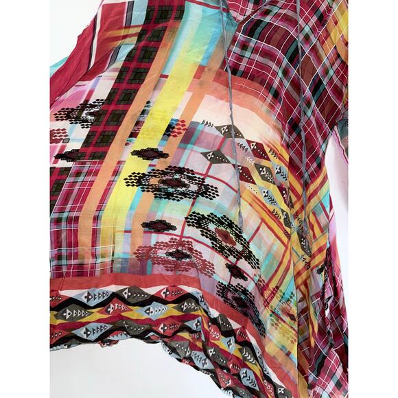 JOHNNY WAS bright aztec western boho kimono sleeve tunic top mini dress - Picture 5 of 10